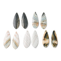 Teardrop Подвески из натуральной индийской зеленой яшмы., подходящие геометрические подвески, слезинки, 40.5x13.5~14x4.5~5 мм, отверстие : 1.2 мм