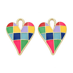 Желтый Стойки обшивки сплава эмали подвески, без кадмия, без никеля и без свинца, сердце, золотой свет, желтые, 34.5x25.5x4 мм, отверстие : 3.5 мм