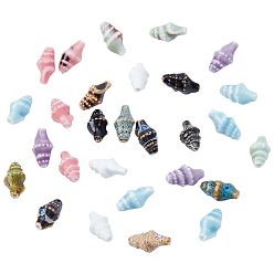 (52) Непрозрачная лаванда 40шт. фарфоровые бусины ручной работы, форма раковины, разноцветные, 20x10.5x10 мм, отверстие : 1.8 мм