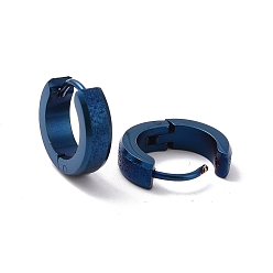 Blue 304 Stainless Steel Thick Hoop Earrings for Men Women, Blue, 12.5x13x4mm, Pin: 0.8mm