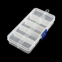Белый Прямоугольник пластиковые контейнеры для хранения бисера, регулируемая коробка делителей, 10 отсеков, белые, 6.8x12.9x2.2 см