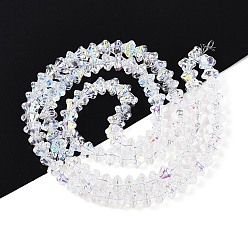 Прозрачный Стеклянные бусины с гальваническим покрытием , цветок, жемчужные, с половиным покрытием, прозрачные, 6~6.5x8x8 мм, отверстие : 0.7~0.9 мм, около 121~123 шт / нитка, 25.98~26.57'' (66~67.5 см)