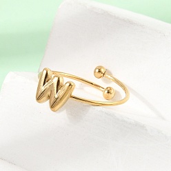 Letter W 304 открытые кольца манжеты из нержавеющей стали, ионное покрытие (ip), полированный, реальный 18 k позолоченный, Буква W, 6.5~8x2.5~8 мм, 19 мм