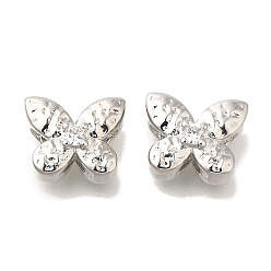 Платина Латунные микро проложить кубического циркония, звезда, бабочка, , платина, 8x10x5 мм, отверстие : 1.7 мм