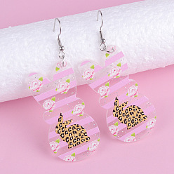 Кролик Подвески из акрила с пасхальным принтом, платина, кролик, 77x28 мм