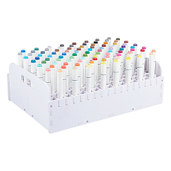 White 204 Holes PVC Pen Holder, Marker Pen Storage Box, Rectangle, White, 395x273x131mm