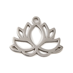 Цветок Не тускнеющие 304 подвески из нержавеющей стали, лазерная резка, цвет нержавеющей стали, лотос, 14x18x1 мм, отверстие : 1 мм