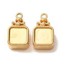 Chapado en Oro Real 18K 304 colgantes de acero inoxidable, encantos cuadrados, larga duración plateado, revestimiento de iones (ip), real 18 k chapado en oro, 18x10.5x6.5 mm, agujero: 1.6 mm