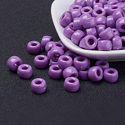 Medium Purple Opaque Acrylic European Beads, Barrel, Medium Purple, 9x6mm, Hole: 4mm, about 1900pcs/500g
