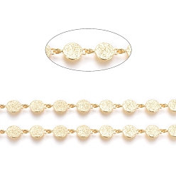 Настоящее золото 18K Текстурированные латунные цепочки ручной работы, с катушкой, долговечный, несварные, круглые, реальный 18 k позолоченный, 10.5x6x0.2 мм, около 32.8 футов (10 м) / рулон