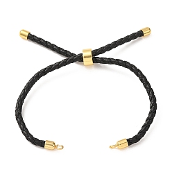 Noir Fabrication de bracelets en cordon de cuir tressé en microfibre ronde ajustable, avec les accessoires en laiton, convient aux breloques de connecteur, noir, 9.13x0.12 pouce (23.2x0.3 cm), Trou: 2mm