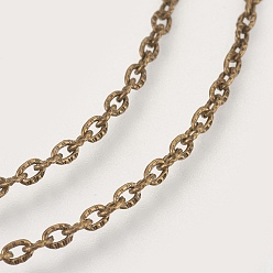 Antique Bronze Iron Textured Cable Chains, Unwelded, with Spool, Antique Bronze, 3x2x0.6mm, about 328.08 Feet(100m)/roll