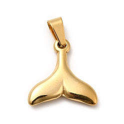 Золотой Вакуумное покрытие pvd 201 подвески из нержавеющей стали, форма хвоста русалки, золотые, 19x18.5x3 мм, отверстие : 6x3 мм