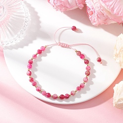 Турмалин Женские плетеные браслеты из бусин из натурального арбузного турмалина, круглые, внутренний диаметр: 2-1/8~3-3/8 дюйм (5.3~8.6 см)