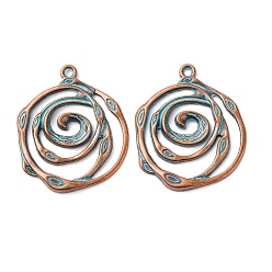 Цветок Сплавочные подвески тибетского стиля, красная медь и зеленая патина, цветок, 31x26x2.5 мм, отверстие : 1.8 мм