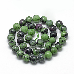 Ruby in Zoisite Natural Ruby in Zoisite Beads Strands, Round, 10mm, Hole: 1mm, about 40pcs/strand, 15.7 inch