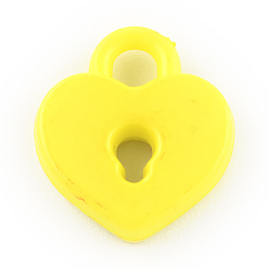Желтый Непрозрачные акриловые подвески, сердце замок, желтые, 20.5x18x4.5 мм, Отверстие : 4 мм , около 500 шт / 500 г