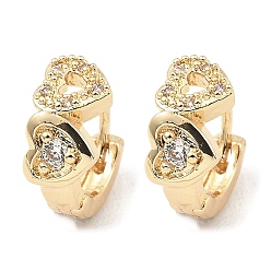 Light Gold Creolen aus Messing mit Zirkonia, hohle Herz, Licht Gold, 10x5.5x12 mm