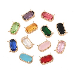 Light Gold Подвески из латуни, со стеклом, без кадмия, без никеля и без свинца, прямоугольные, золотой свет, 11x16.5x4 мм, отверстие : 1 мм