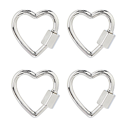 Платина 4шт. латунные винтовые карабины-замки-брелки, для изготовления ожерелий, быстрые ссылки, сердце, платина, 18.5x18.5x2 мм, Винт: 6x5.5 мм