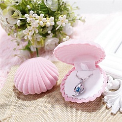 Shell Shape Velvet Rings Box, Jewelry Box, Shell Shape, 6.5x5.5x3cm