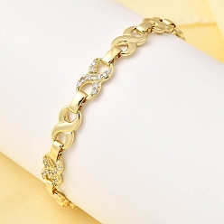 Настоящее золото 18K Браслеты из латунной цепочки для женщин, бесконечность, с кубического циркония, долговечный, стойки покрытие, без свинца и без кадмия, реальный 18 k позолоченный, 8 дюйм (20.2 см)