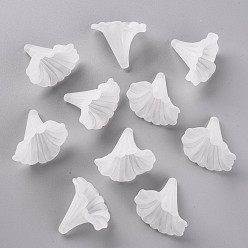 Clear Transparent Acrylic Beads, Calla Lily, Frosted, Clear, 40.5x33x35mm, Hole: 1.8mm, about 135pcs/500g