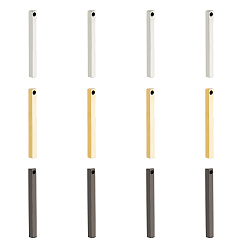 (52) Непрозрачная лаванда 12 шт. 3 цвета 201 подвески из нержавеющей стали, бар, разноцветные, 35x3x3 мм, отверстие : 1.5 мм, 4 шт / цвет