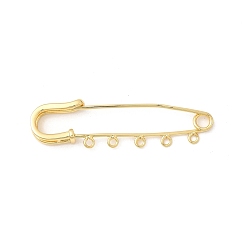 Настоящее золото 18K Фурнитура латунная для броши, долговечный, без свинца и без кадмия, стойки покрытие, с целью перехода в кольце, реальный 18 k позолоченный, 50x14x4 мм, отверстие : 1.4 мм