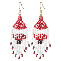 Золотой 304 серьги-подвески в форме гриба из нержавеющей стали, со стеклом, золотые, 68x24 мм