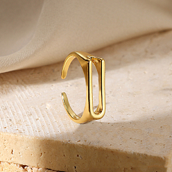 Letter U Регулируемые открытые манжеты из сплава, реальный 18 k позолоченный, Буква U, внутренний диаметр: регулируемый