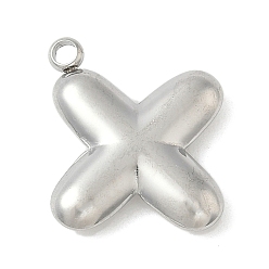 Letter X 304 начальные подвески из нержавеющей стали, цвет нержавеющей стали, Письмо X, 16~18x6~18x3 мм, отверстие : 1.8 мм