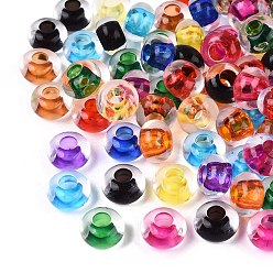 (52) Непрозрачная лаванда Прозрачного акрилового Европейский бисером, рондель, большое отверстие шарик, Центр окрашенные, разноцветные, 13.5~14x8~8.5 мм, отверстие : 5.5 мм, Около 549 шт / 500 г