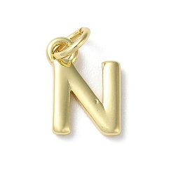 Letter N Acumular colgantes de chapado de latón, sin plomo y cadmio, larga duración plateado, real 18 k chapado en oro, letra n, 11.5x8.5x1.5 mm, agujero: 3.2 mm