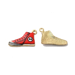 Roja Colgantes de la aleación del esmalte, dorado, encanto de los zapatos, rojo, 12.5x20x2 mm, agujero: 1.4 mm