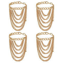 Золотой 4шт. многослойные цепочки из сплава с кисточками для украшения каблуков на щиколотку для женщин, золотые, 9 дюйм (227 мм)