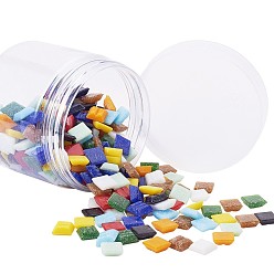 Mixed Color Mosaic Glass Flat Back Cabochons, Square, Mixed Color, 10x10x4mm, about 300pcs/box