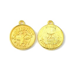 Golden Tibetan Style Alloy Pendants, Cadmium Free & Lead Free, Flat Round with Mixed Constellation/Zodiac Sign, Golden, 20x17x2mm, Hole: 2mm, about 175pcs/500g