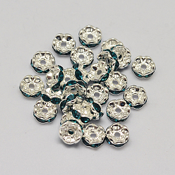 Синий Циркон Rondelle волна латунные горный хрусталь Spacer бисер, серебряные, синий циркон, 5x2 мм, отверстие : 1 мм