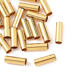 Настоящее золото 18K Бусины из латуни Shegrace, колонка, без свинца, без кадмии и без никеля, реальный 18 k позолоченный, 12x4 мм, отверстие : 3 мм