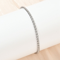 Нержавеющая Сталь Цвет 304 браслеты из нержавеющей стали с цепочкой из пшеницы для унисекс, цвет нержавеющей стали, 6-7/8 дюйм (17.4 см)