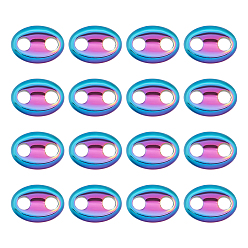 (966) Внутренний цвет Кристалл / Лиловато-лиловый на подкладке 16шт. вакуумное покрытие pvd немагнитный синтетический гематитовый соединительный брелок, овальные, с покрытием разноцветным, 13x18x3.5 мм, отверстие : 4.5 мм