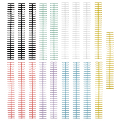 (52) Непрозрачная лаванда 21шт. 7 цвета пластиковый переплет для книг с откидными листами, зажимы на шарнирах, разноцветные, 280x35x10 мм, 3 шт / цвет