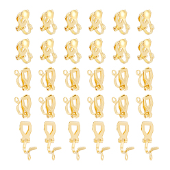 Золотой 60 латунные серьги-клипсы, с петлями, золотые, 13x6x9.5 мм, отверстие : 1.5 мм