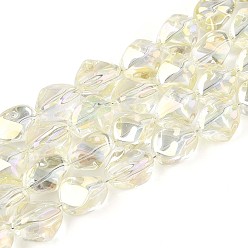 Бежевый Гальванизируйте прозрачное стекло бисер нитей, бусы из искусственного камня, самородки, бежевые, 16.5~17x13~15x13~15 мм, отверстие : 1 мм, около 39~40 шт / нитка, 25.79~ 26.38 дюйм (65.5~67 см)