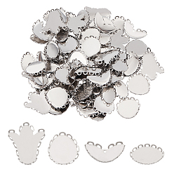 Stainless Steel Color 304 Stainless Steel Tray Settings, Lace Edge Bezel Cups, Mixed Shapes, Stainless Steel Color, 80pcs/box