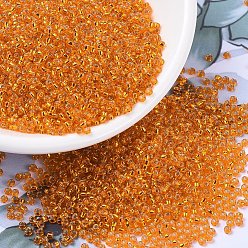 (RR8) Silverlined Orange Миюки круглые бусины рокайль, японский бисер, 11/0, (rr 8) серебристый оранжевый, 11/0, 2x1.3 мм, Отверстие : 0.8 мм , около 5500 шт / 50 г