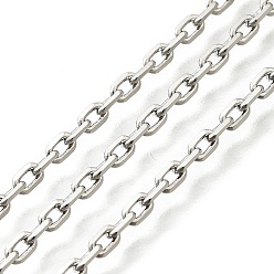 Платина Латунные кабельные цепи, пайки, с катушкой, без свинца и без кадмия, долговечный, стойки покрытие, овальные, платина, 3.5x1.7x0.5 мм