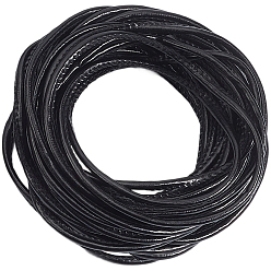 Черный 10м плоский шнур из искусственной кожи, кожаный шнур ювелирных изделий, ювелирные изделия diy шнур, чёрные, 5~5.5x3 мм, около 10.94 ярдов (10 м) / комплект