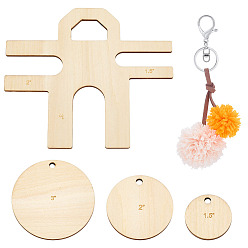 Цвет Древесины 4 шт. необработанные деревянные инструменты для изготовления клубков пряжи, плоско-круглые, деревесиные, 140x160x4 мм